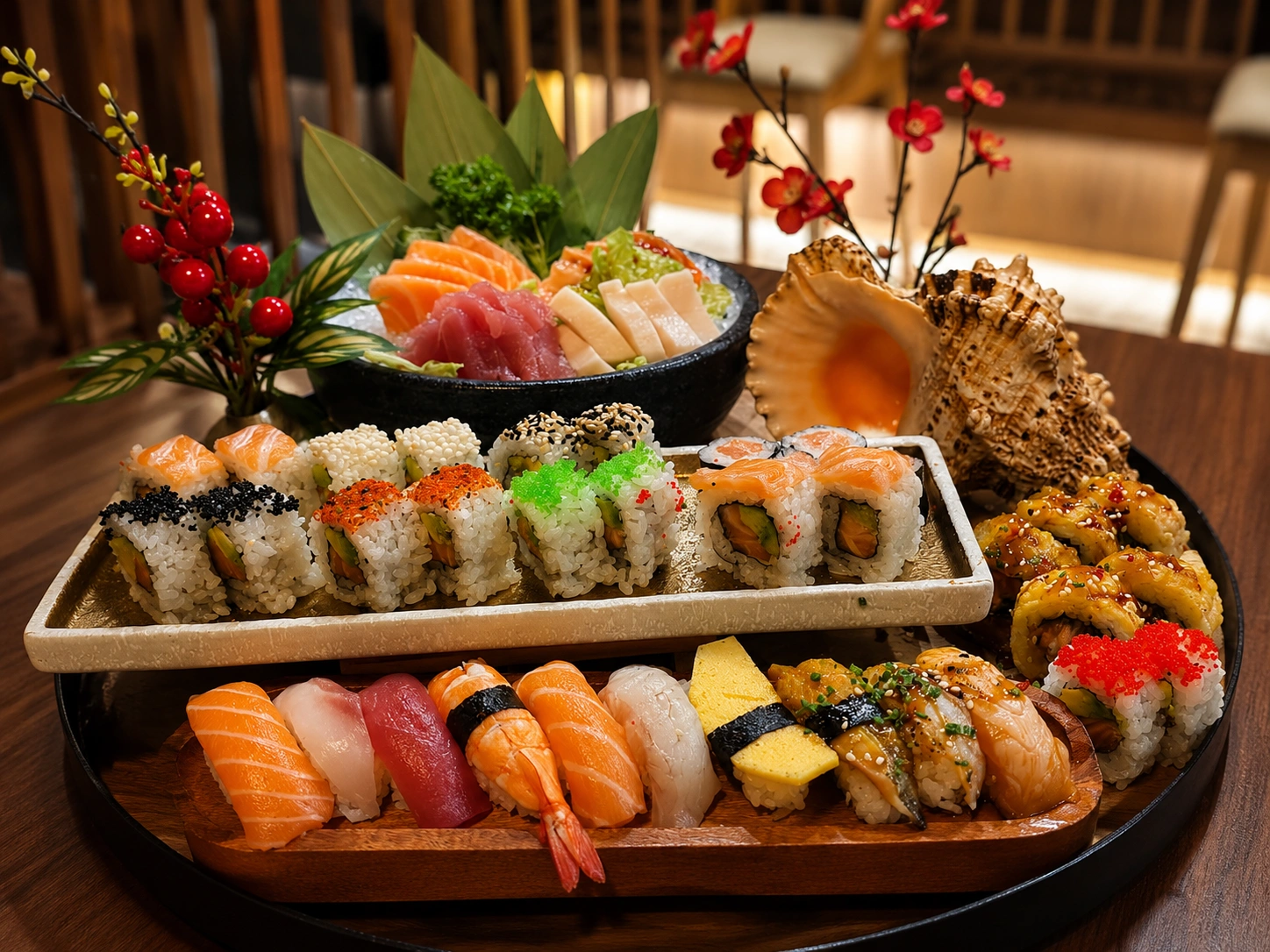 Sakura sushi and sashimi feast
